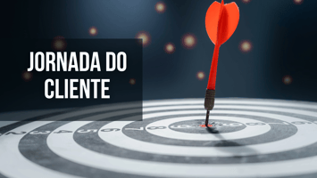 um painel de mira com um dardo no meio e um texto escrito jornada do cliente.